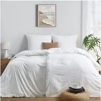 Topfinel Bettwäsche Bettwäsche 135x200 4teilig weiche Vorgewaschene Hautfreundlich, 100% Mikrofaser, 4 teilig, 2 Bettbezüge 135 x 200 2 Kissenbezüge 80x80 Reißverschluss Weiß
