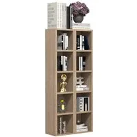 VCM Standregal Bücherregal Megosa H. 187 x B. 20 x T. 17 cm, Holz CD DVD Stand Aufbewahrung Standregal Bücherregal Deko Regal S