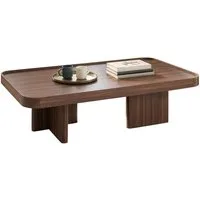 Merax Couchtisch in Walnussholz Optik, Retro Sofatisch mit abgerundeten Ecken (1-St), Wohnzimmertisch Kaffeetisch Beistelltisch, 100x50x35,5 cm