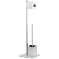 bremermann WC-Garnitur WC-Ständer mit Bürste, Edelstahl rostfrei, Sicherheitsglas, weiß