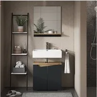 Vicco Badspiegel Marelle, Anthrazit/Artisan-Eiche, 60 x 67 cm mit Regal (1-St)