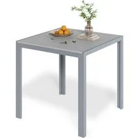 TLGREEN Gartentisch Aluminiumrahmen Quadratisch (75x75cm WPC Balkontisch Wetterfest, Quadratisch Terrassentisch, 1 Tisch), Esstisch Outdoor, Hitze- und Wetterbeständig, rutschfest-schwarz