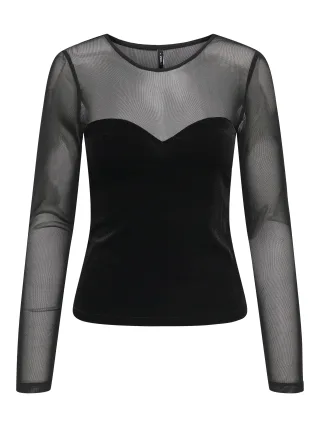 ONLY - ONLSMOOTH L/S MESH MIX TOP BOX JRS Black - Gr. - S