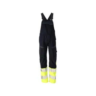 MASCOT Herren Latzhose mit Knietaschen ACCELERATE MULTISAFE Schwarzblau / Hi-vis Gelb 48 - 21469-281-01017-82C48