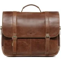 SID & VAIN Messenger Bag echt Leder Aktentasche 15 Zoll Laptop Fach braun, Laptoptasche 15,4 Zoll Echtleder, Businesstasche Herren braun