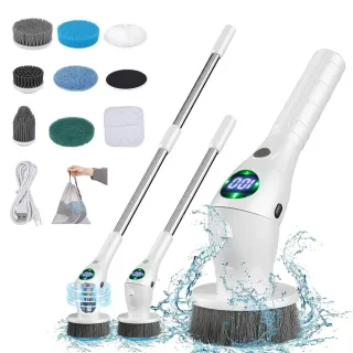 8 in 1 Multifunctional Wireless Cleaning Brush 2500mAh Type-C USB Rechargeable 450RPM Adjustable Lengths LED Night Light