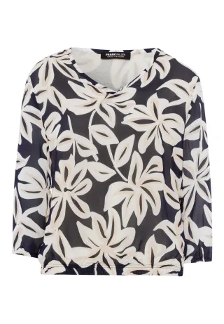 FRANK WALDER - Druckbluse ELEMENTS mit liebevollen Details ink/ecru - Gr. - 36