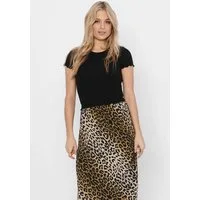 ONLY Rundhalsshirt ONLEMMA S/S SHORT TOP NOOS JRS Rundhals, modisch, regular fit, gewellter Abschluss, unifarben