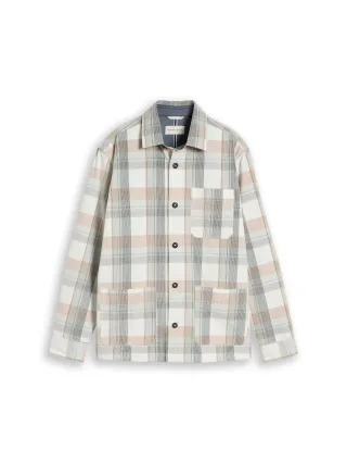 Tom Tailor - Cord Overshirt mit Karomuster off white mint check - Gr. - XXXL