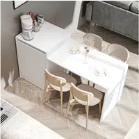 Roomart Küchentisch MILANO Kücheninsel 160 cm, Esstisch + Schrank in 4 Farben (Kücheninsel mit Esstisch, Küchentisch & Küchenschrank), Esstisch + Schrank kombiniert, fest stehend in 4 Farben
