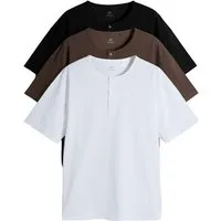 The Set T-Shirt The Set Henley-T-Shirts aus Baumwolle, 3er-Pack (3-tlg)
