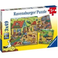 Ravensburger Puzzle 3 x 49 Teile Kinder Puzzle Viel los auf dem Bauernhof 05078, 49 Puzzleteile