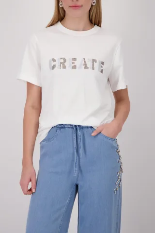 monari - T-Shirt mit Schmuckschrift - Gr. - 44