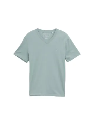 Denim Tom Tailor - Basic T-Shirt mit V-Ausschnitt light ice blue - Gr. - XXL
