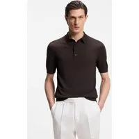 BOSS Kurzarmpullover Nolano aus Schurwolle, Polokragen