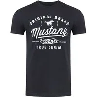 MUSTANG T-Shirt Herren Printshirt Basic Print Regular Tee (1-tlg) Kurzarm Tee Shirt mit Rundhalsausschnitt aus 100% Baumwolle