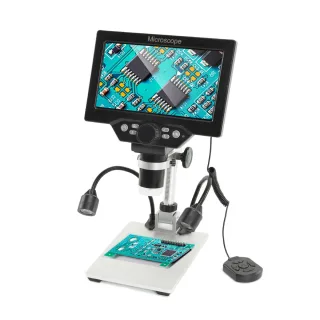 MUSTOOL B1200 Digital Microscope 12MP Camera 1200X Magnification Adjustable Stand LED Lights Battery Powered for Precisi