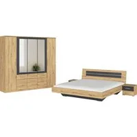 rauch Schlafzimmer-Set Komplettschlafzimmer Schlafzimmer BURANO mit Schrank in 3 Breiten, (Set, 4-tlg), Bett 180x200 cm und 2 Nachttischen MADE IN GERMANY