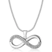 NAHLE Kette mit Anhänger Silberkette Infinity Unendlichkeitsschleife (inkl. Schmuckbox), 925 Silber Anhänger mit Zirkonia - rhodiniert