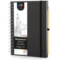 OfficeTree Skizzenbuch Skizzenbuch A5 hoch mit Verschluss, Stift und Stiftehalter