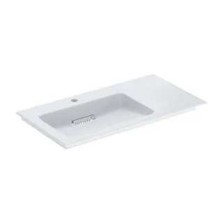 Geberit One Möbel-Waschtisch 505007001 90x47,5cm, ohne Überlauf, weiß KeraTect/Blende weiß, Hahnloch links