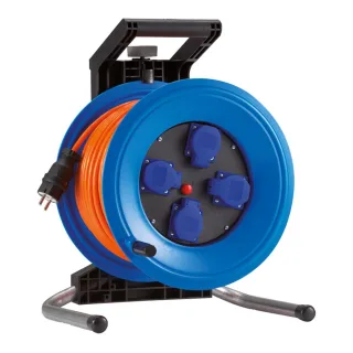 HEDI Kunststoff-Kabeltrommel Professional Plus Ø 320 mm, orange Panzerkabel Plus, einzelne Steckdose - K340QTFE