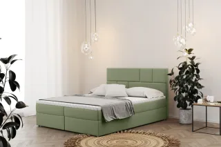 Boxspringbett Schlafzimmerbett CALVIN 120x200cm in Stoff Matt Velvet Pistazie