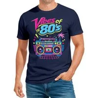 MoonWorks Print-Shirt Herren T-Shirt Fasching Karneval - Vibes of 80s - Kostüm-Ersatz mit Print
