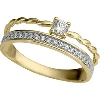 Firetti Fingerring Schmuck Geschenk Gold 333 Damenring Goldring 2-reihige Optik Bicolor, mit Zirkonia (synth)