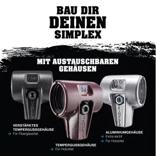 HALDER SIMPLEX - Schonhammer mit verstärktem TE-Gehäuse und Fiberglasstiel, Kupfer / Weichmetall - 3749.040