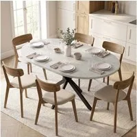 HOMCOM Esstisch Ovaler Küchentisch Esszimmertisch für 4–6 Personen mit Spinnenbein (Set, 1-St., 1 Tisch), für Küche, Esszimmer, Home-Office Grau