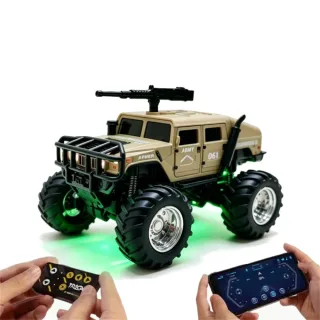 TRASPED HG4-469 RTR 1/64 2.4G RWD Mini H1 Alloy Army Military Truck RC Car Off-Road LED Light Three Speed Support App Re
