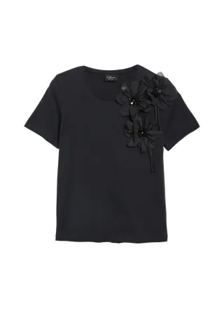 s.Oliver BLACK LABEL - T-Shirt mit Applikation schwarz - Gr. - 34