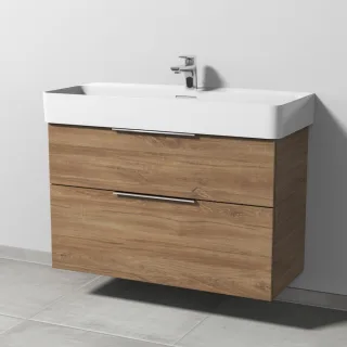 Sanipa 3way Waschtischunterbau zu Laufen VAL Waschtisch mit 2 Auszügen, Eiche-Kansas UM82459