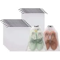 FOUORTUNATE-BEE Kofferorganizer 10er Set Zugbeutel Aufbewahrungstaschen für Reise & Koffer, Transparente Beutel mit Kordel für Schuhe, Kleidung & Gepäck