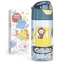 BEARFOOT Trinkflasche Trinkflasche Kinder, leichte Wasserflasche - Bagger & Affe