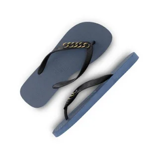 Goldene kleine Flip-Flops, marineblau