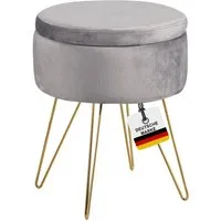Albatros International Polsterhocker Albatros Hocker mit Stauraum Cannes Sitzhocker mit Stauraum, Modern (Grau, Samt), optimal als Fußhocker oder Hocker Schminktisch