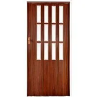 Standom Falttür Schiebetür Tür Mahagoni + Fenster Schloss H.203 cm Türbreite bis 85 cm (1 Karton, 1-St., 1 Set), teils vormontiert