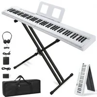 LALAHO Digitalpiano Klappbare E-Keyboard mit 88 Tasten, Klappklavier, Bluetooth und MIDI, tragbar, mit Kopfhörer, Lautsprecher
