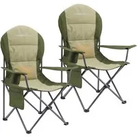 HOMECALL Campingstuhl Hochlehner 110cm mit Lendenwirbelstütze Klappstuhl Angelstuhl Faltbar (Bis 150kg, gepolstert, faltbar, stabil, 2 St), für Camp Garten Balkon
