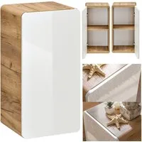 Lomadox Unterschrank LUTON-56 Badezimmer hängend, Hochglanz weiß mit Wotan Eiche Nb., 35/68/32 cm
