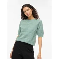 Vila Kurzarmpullover VIMILOS S/S O-NECK POINTELLE TOP - NOOS