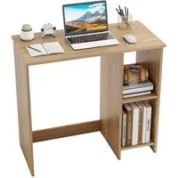 COSTWAY Schreibtisch, mit 2 Fächern, für kleine Räume, bis 130kg, 80x40x74cm