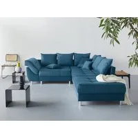 COLLECTION AB Ecksofa Innsbruck L-Form, B: 247 cm, Spar-Set, Set: Sofa & Hocker, 3 Zierkissen, Federkern