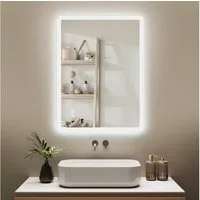 IMPTS Badspiegel mit LED Beleuchtung Badezimmerspiegel rahmenlos Rechteckig Wandspiegel (Vertikal und Horizontal möglich, IP44, Beschlagfrei, 3 Farben des Lichts), LED Bad Spiegel mit 3 Farben Dimmbar Anti-Beschlag Speicher Funktion