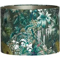 Dirk Davids Leuchten GmbH Lampenschirm Lampenschirm Zylinder in Velours mit Floralen Motiven in Grün 25-25-18, Zeitlose Eleganz