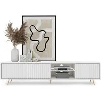 Selsey TV-Schrank BELLO mit goldenen Füßen, Lamellenfronten und LED, 175 cm