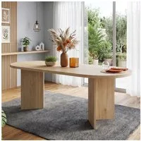 Flieks Esstisch ovaler Küchentisch in Landhausstil (B200xT90xH75 cm, 1-St., 1 Tisch), Esszimmertisch Schreibtisch Bürotisch Holzoptik Eichenfarbe