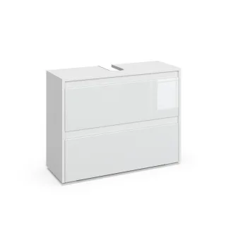 Vicco Waschbeckenunterschrank, Weiß Hochglanz, Holzwerkstoff, 2 Schubladen, Rechteckig, 80.1x62x30.1 cm, Badezimmer, Badezimmerschränke, Waschbeckenunterschränke